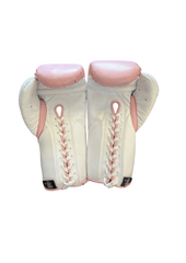 No Boxing No Life Pink & White Lace-Up Boxing Gloves | Professional Mexican Training & Sparring Gloves