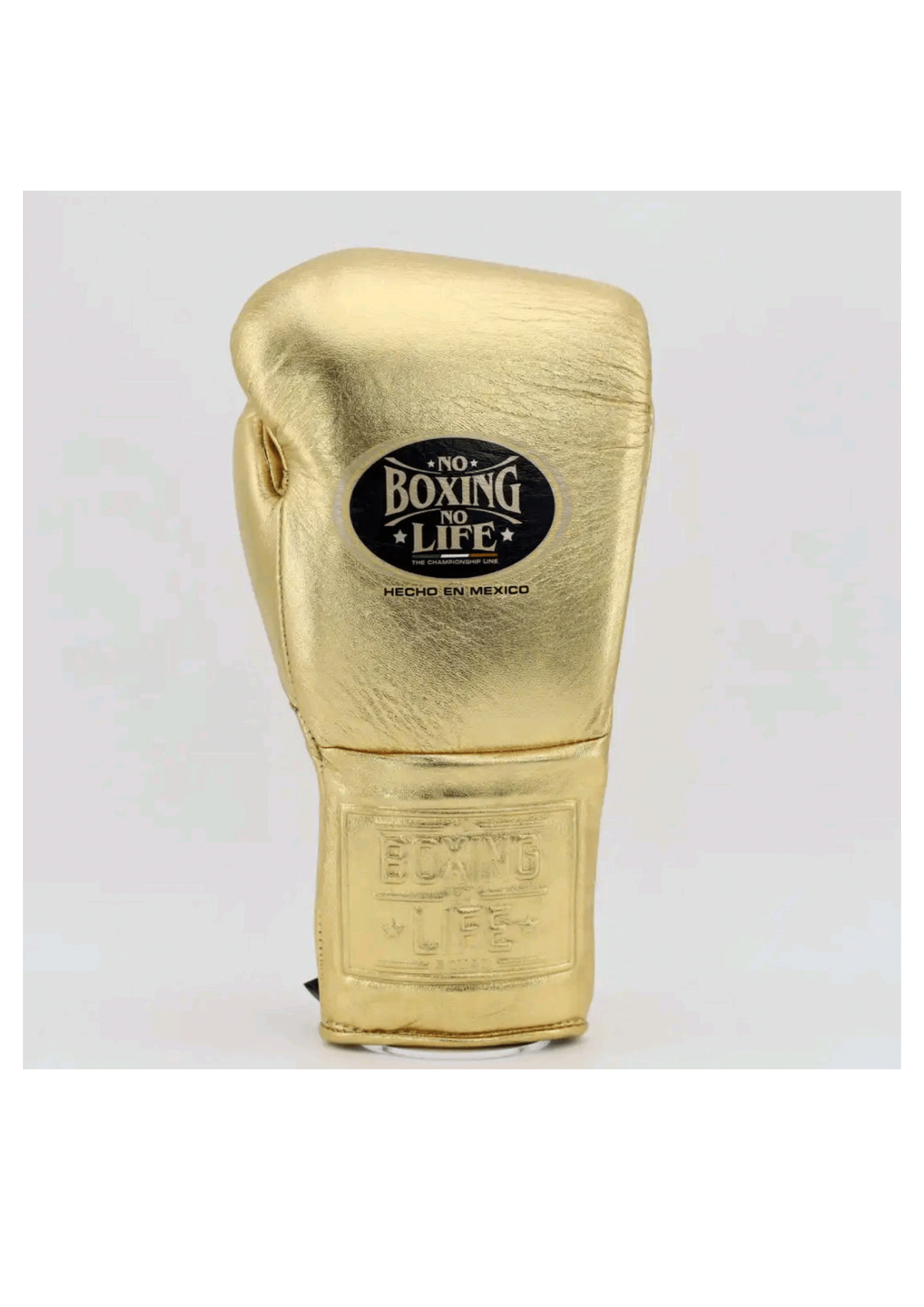 No Boxing No Life Gold Lace-Up Boxing Gloves | Professional Mexican Boxing Gloves for Training & Sparring