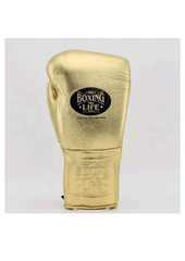 No Boxing No Life Gold Lace-Up Boxing Gloves | Professional Mexican Boxing Gloves for Training & Sparring