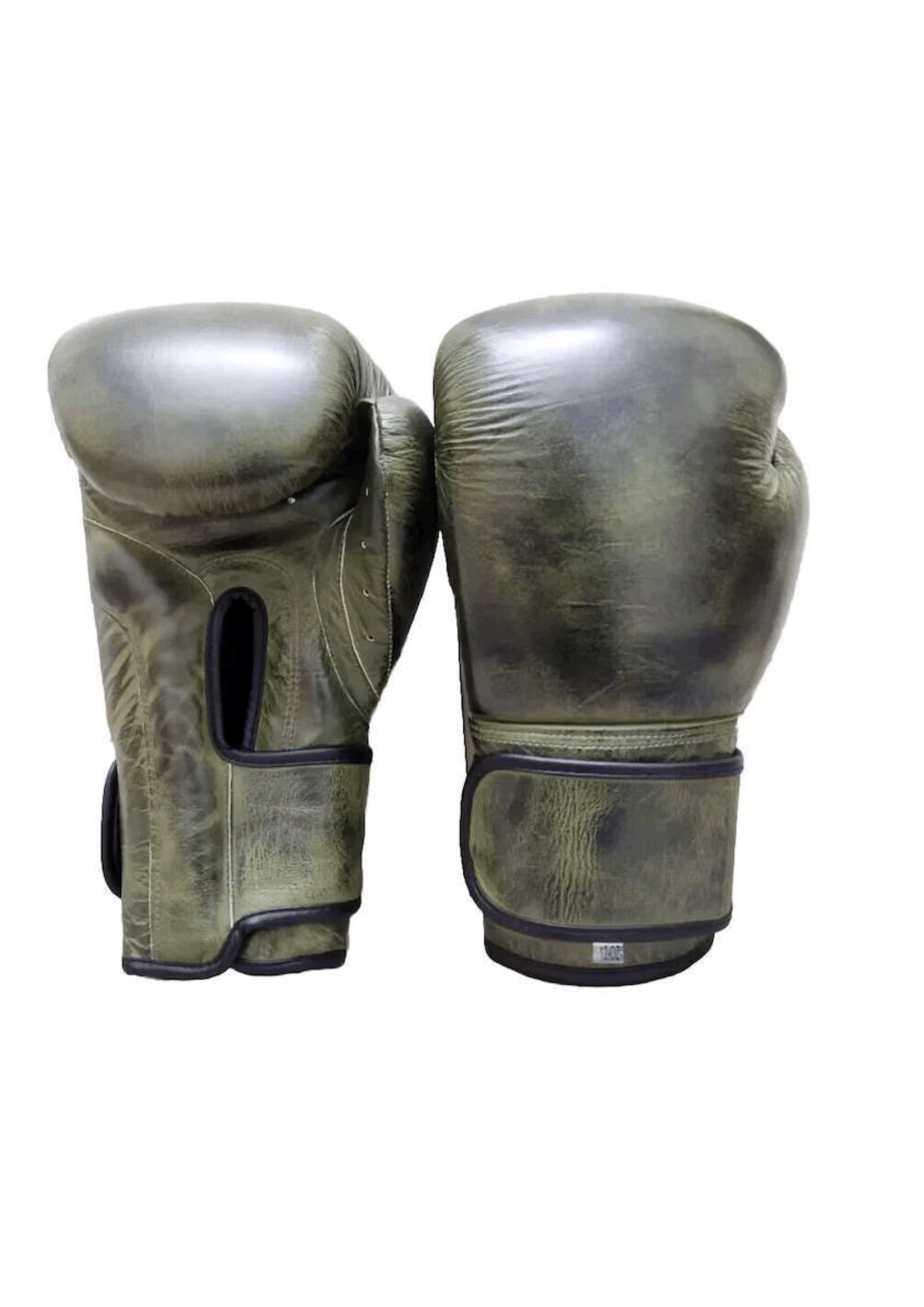 Army Green Leather Boxing Gloves – Velcro Closure | Premium Training & Sparring Gloves (8oz–20oz)