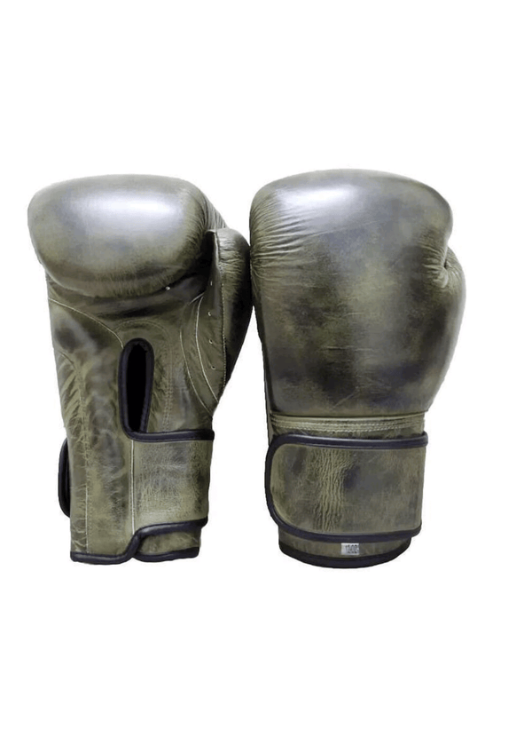 Army Green Leather Boxing Gloves – Velcro Closure | Premium Training & Sparring Gloves (8oz–20oz)