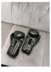 Army Green Leather Boxing Gloves – Velcro Closure | Premium Training & Sparring Gloves (8oz–20oz)