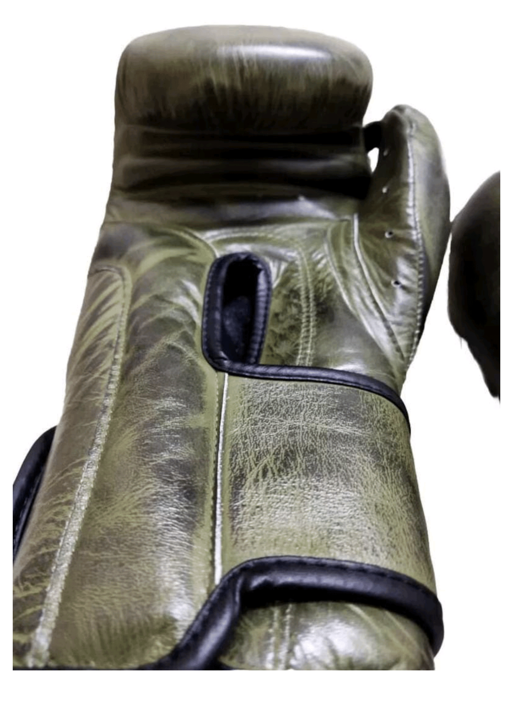 Army Green Leather Boxing Gloves – Velcro Closure | Premium Training & Sparring Gloves (8oz–20oz)